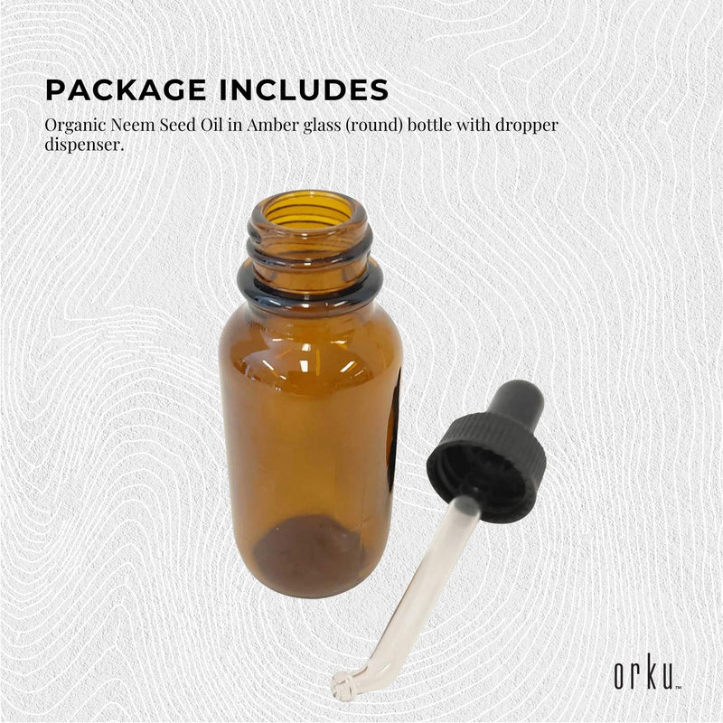 Orku 25ml Organic Neem Seed Oil - Debitterised Cold Pressed Azadirachtin Indica - NuSea