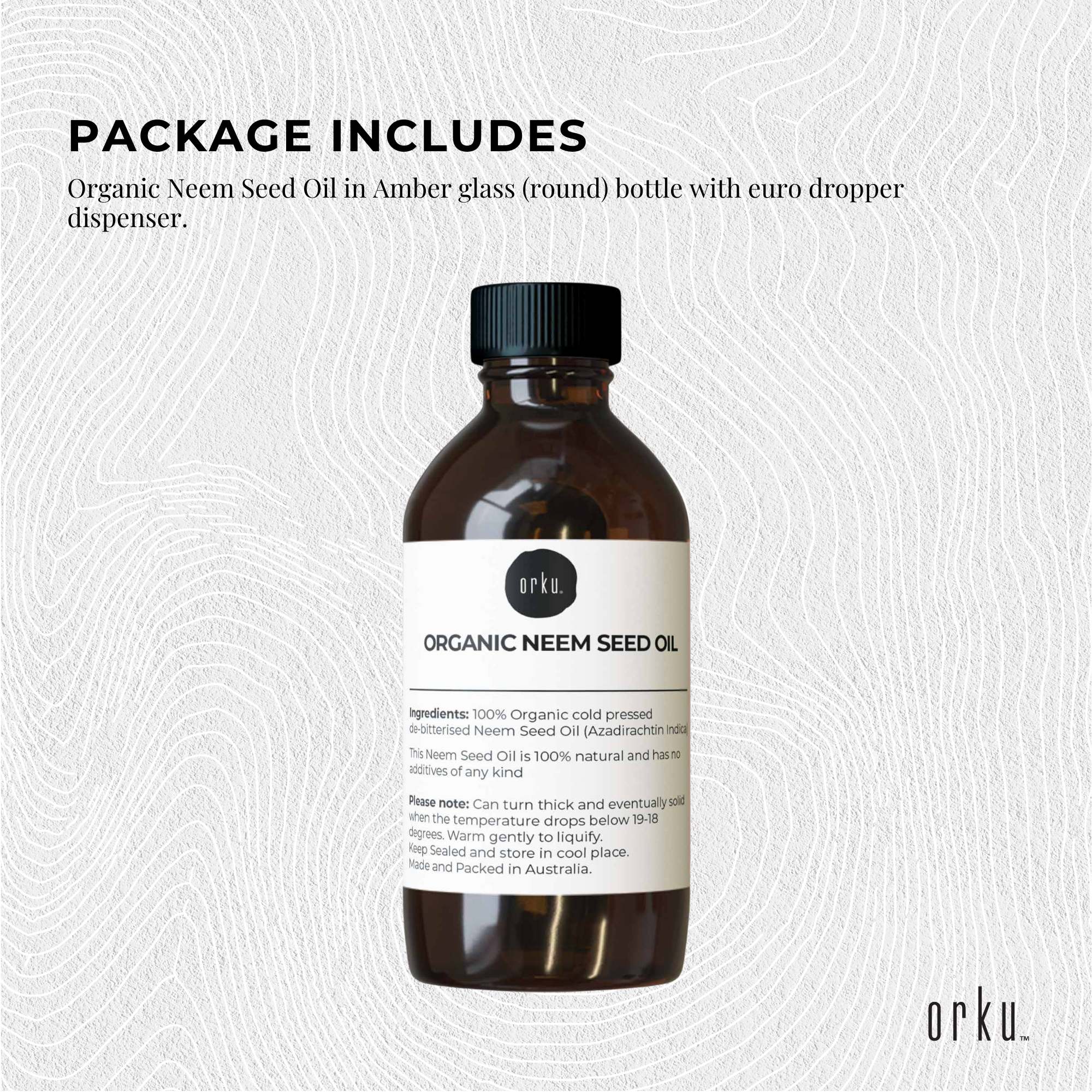 Orku 30ml Organic Neem Seed Oil - Debitterised Cold Pressed Azadirachtin Indica - NuSea