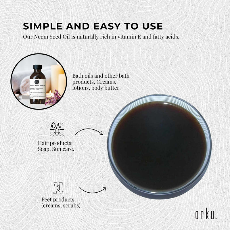 Orku 30ml Organic Neem Seed Oil - Debitterised Cold Pressed Azadirachtin Indica - NuSea