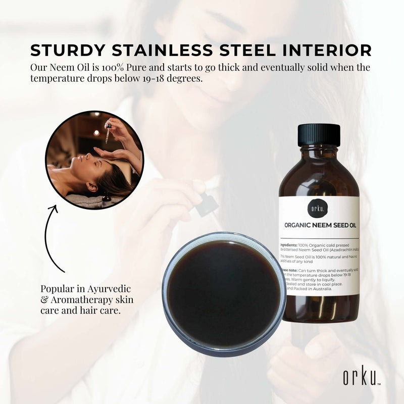 Orku 30ml Organic Neem Seed Oil - Debitterised Cold Pressed Azadirachtin Indica - NuSea