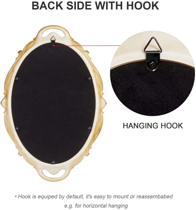 Oval Antique Gold 25 x 38 cm Vintage Carved Hanging Wall Mirror for Bedroom and Living - Room - NuSea