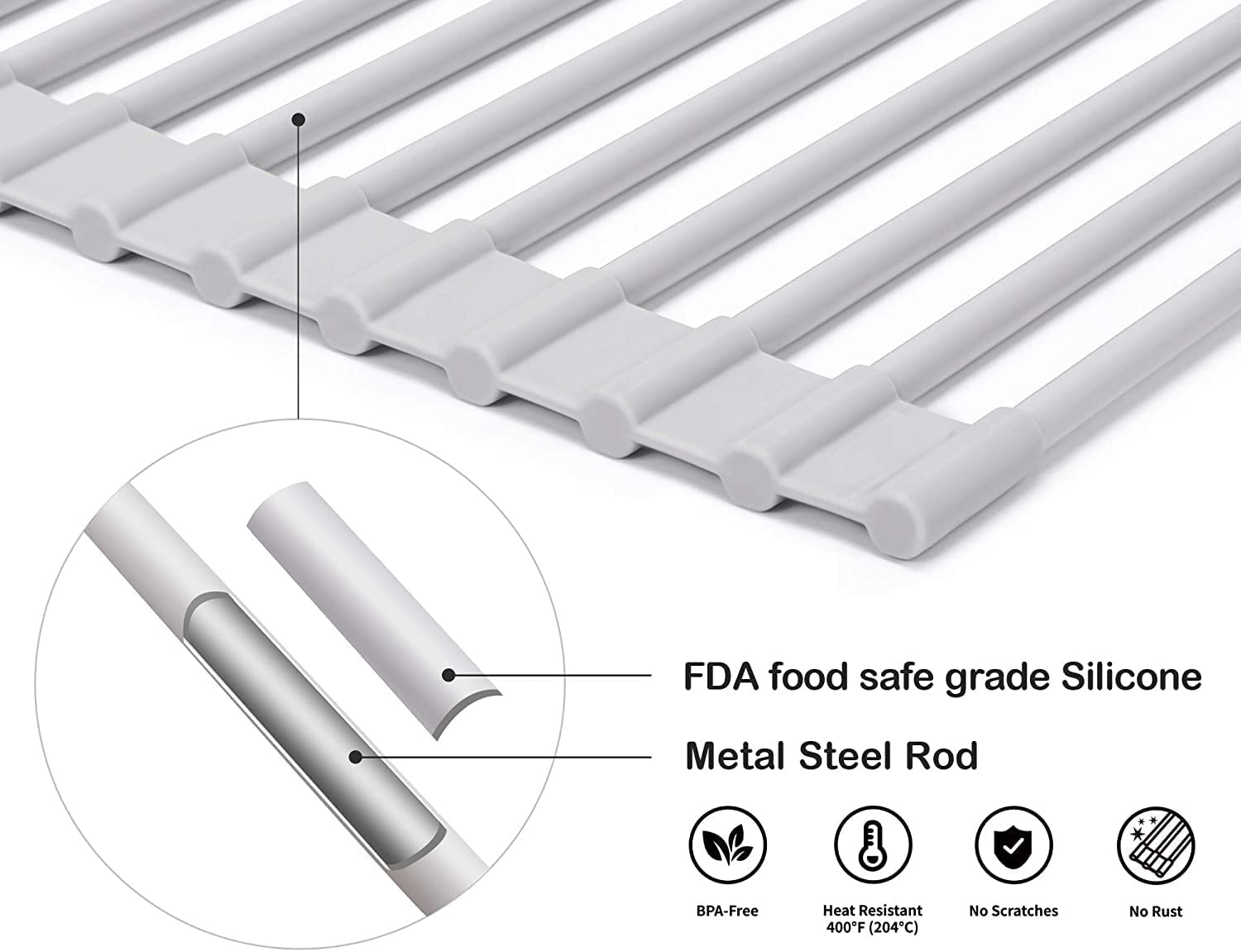 Over The Sink Multipurpose Roll - Up Dish Drying Rack (52 x 33 cm) - NuSea