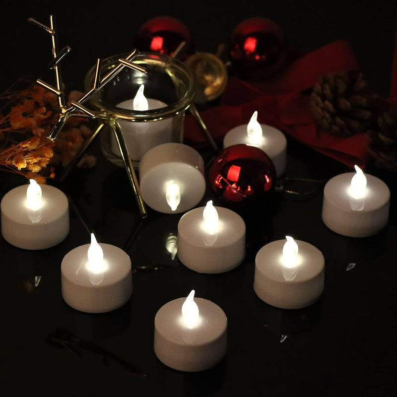 Pack of 12 Flameless Flickering LED Tealight Candles - Battery Operated - NuSea