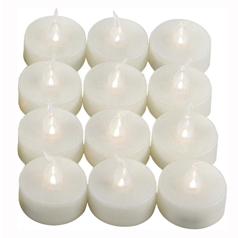 Pack of 12 Flameless Flickering LED Tealight Candles - Battery Operated - NuSea