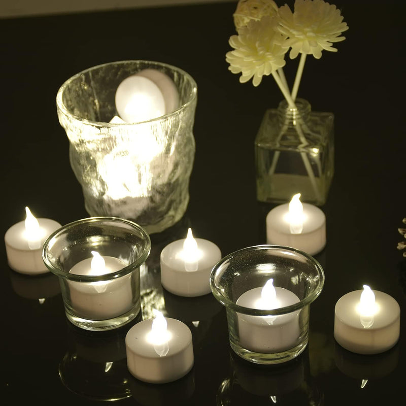 Pack of 12 Flameless Flickering LED Tealight Candles - Battery Operated - NuSea