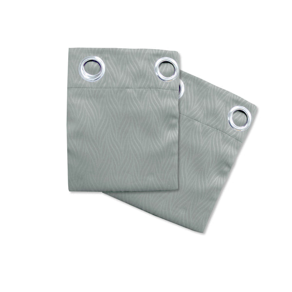 Pair of Blockout Embossed Eyelet Leaf Curtains Grey - NuSea