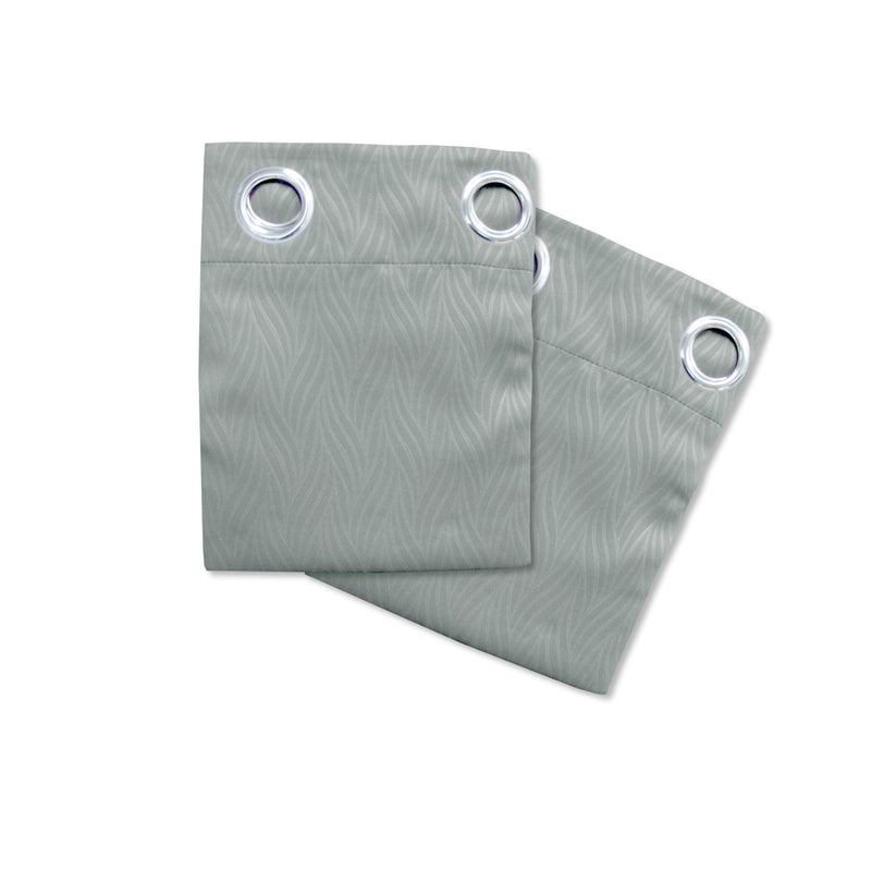Pair of Blockout Embossed Eyelet Leaf Curtains Grey - NuSea