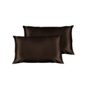 Pair of Satin Standard Pillowcases Chocolate 48 x 73 cm x 15cm (Flap) - NuSea
