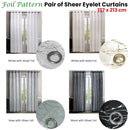 Pair of Sheer Eyelet Curtains Grey with Silver Foils 137 x 213 cm - NuSea
