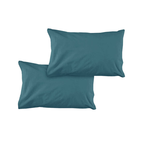 Pair of Solid Colour Microfiber Standard Pillowcases 48x73cmx15cm (Flap) Air Force - NuSea