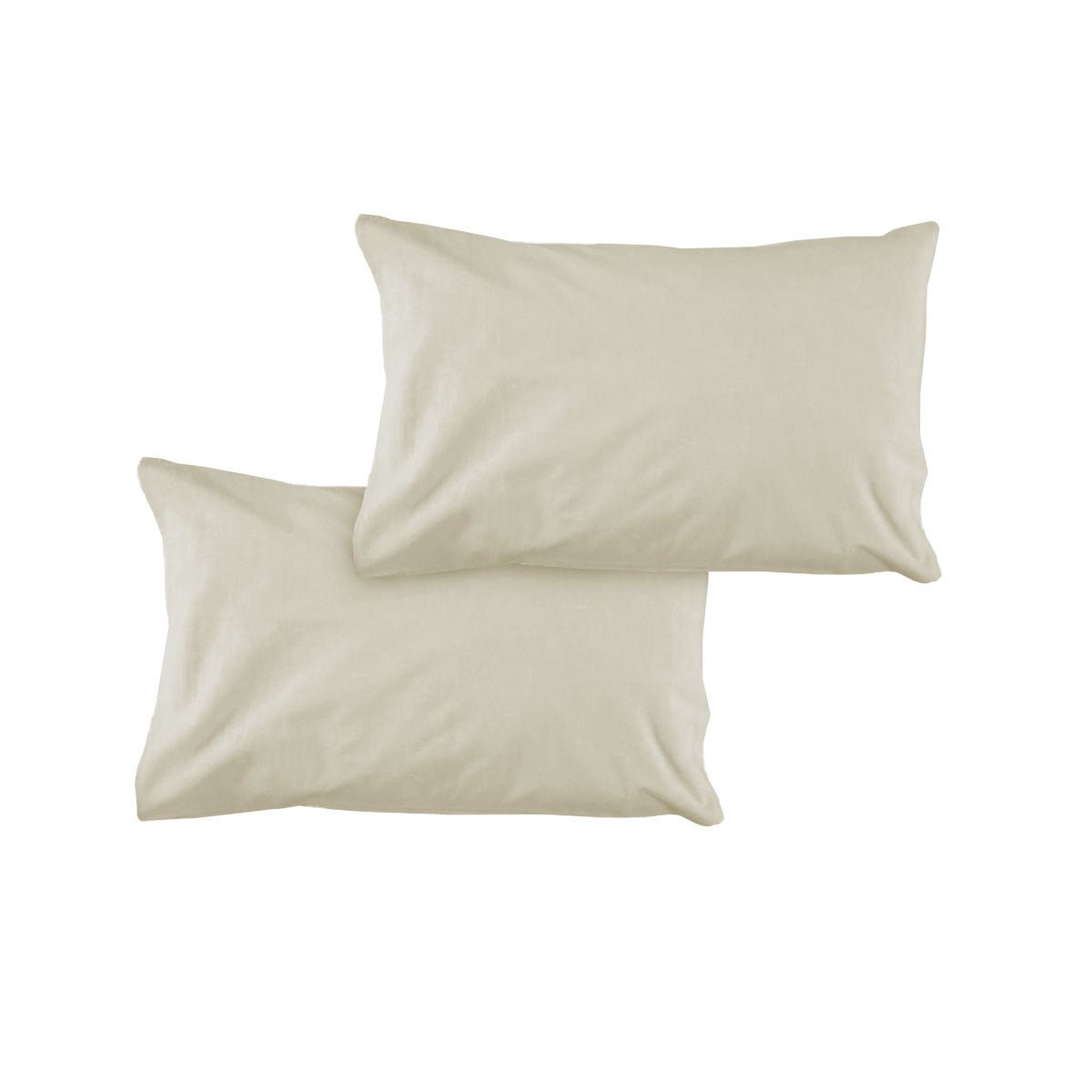 Pair of Solid Colour Microfiber Standard Pillowcases 48x73cmx15cm (Flap) Bone - NuSea