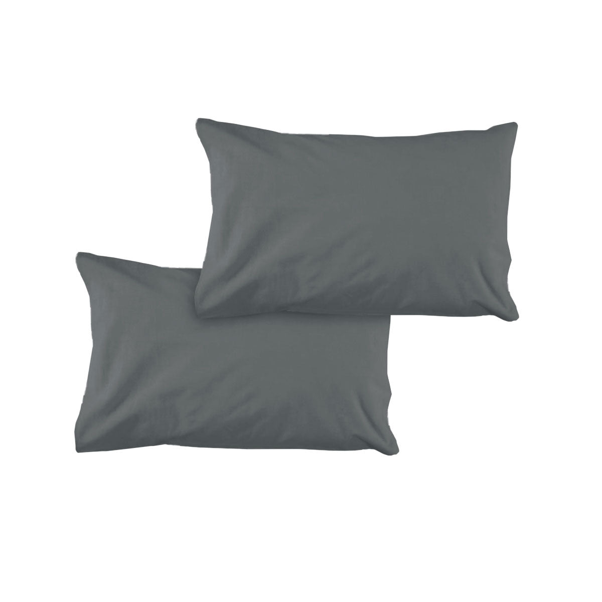 Pair of Solid Colour Microfiber Standard Pillowcases 48x73cmx15cm (Flap) Charcoal - NuSea