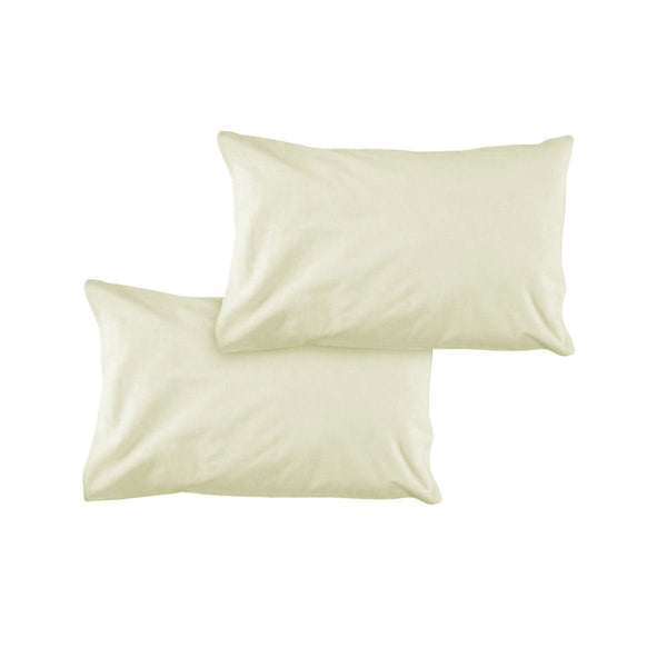 Pair of Solid Colour Microfiber Standard Pillowcases 48x73cmx15cm (Flap) Cream - NuSea