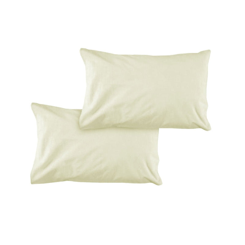 Pair of Solid Colour Microfiber Standard Pillowcases 48x73cmx15cm (Flap) Cream - NuSea