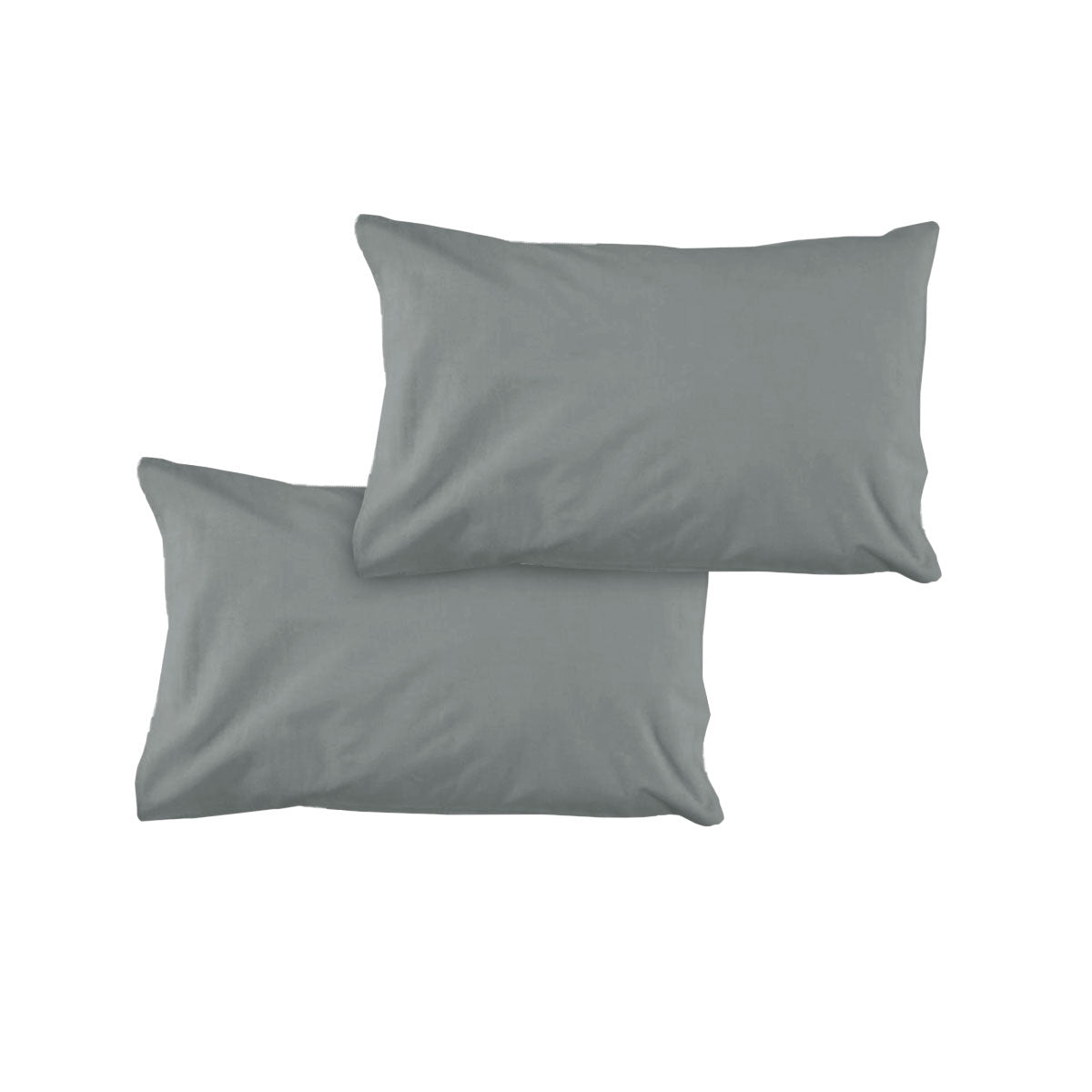 Pair of Solid Colour Microfiber Standard Pillowcases 48x73cmx15cm (Flap) Grey - NuSea