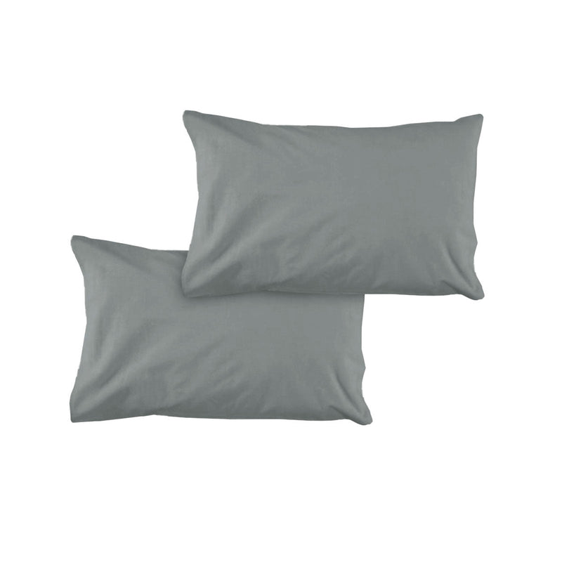 Pair of Solid Colour Microfiber Standard Pillowcases 48x73cmx15cm (Flap) Grey - NuSea