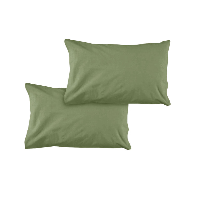 Pair of Solid Colour Microfiber Standard Pillowcases 48x73cmx15cm (Flap) Olive - NuSea