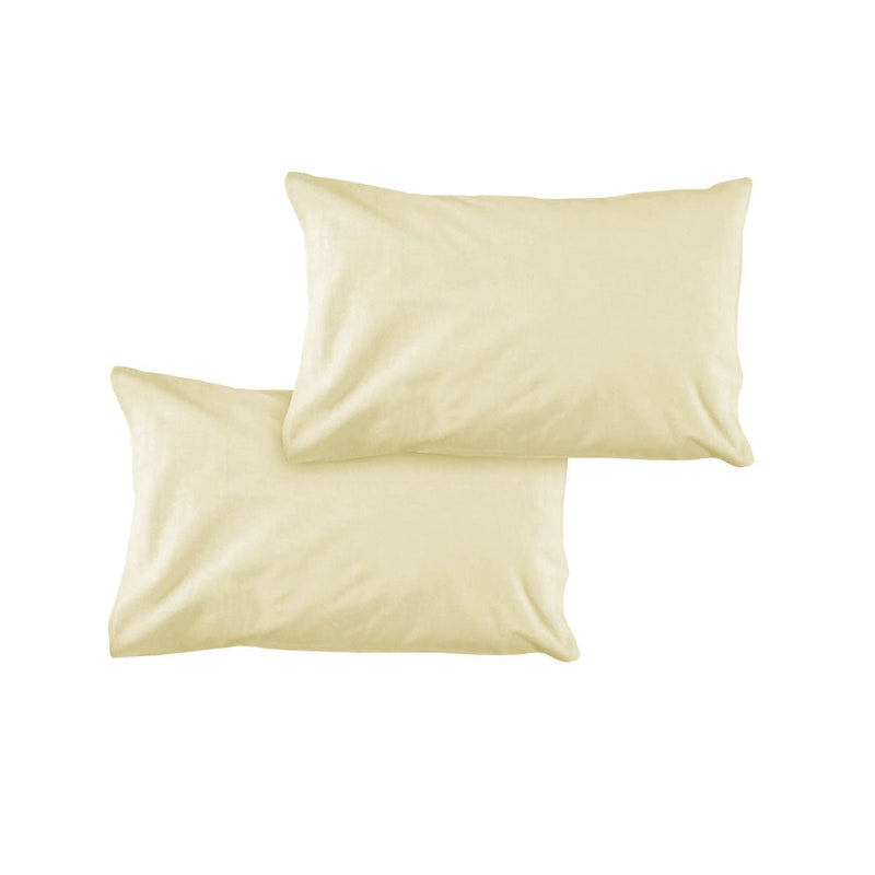 Pair of Solid Colour Microfiber Standard Pillowcases 48x73cmx15cm (Flap) Rich Cream - NuSea