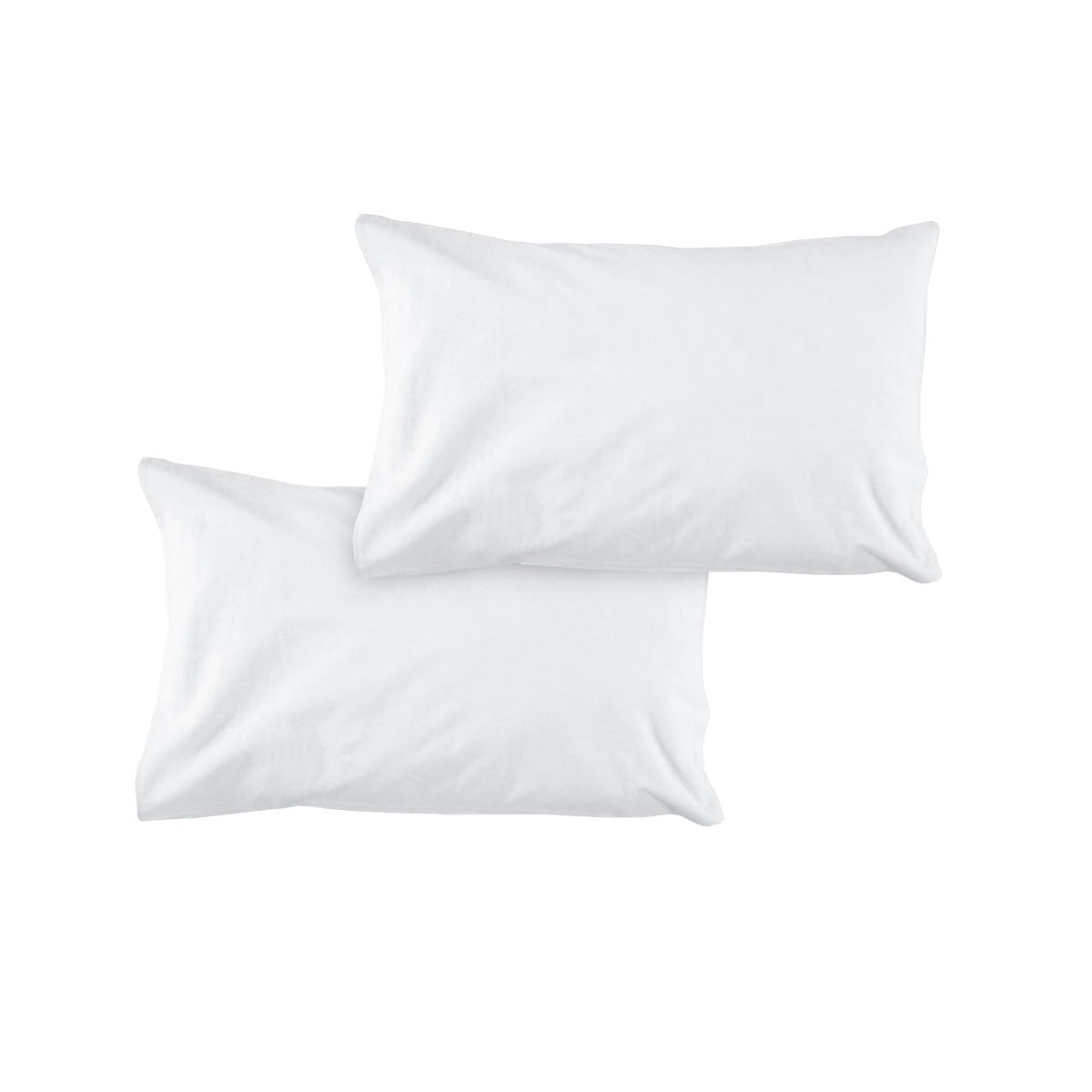 Pair of Solid Colour Microfiber Standard Pillowcases 48x73cmx15cm (Flap) White - NuSea
