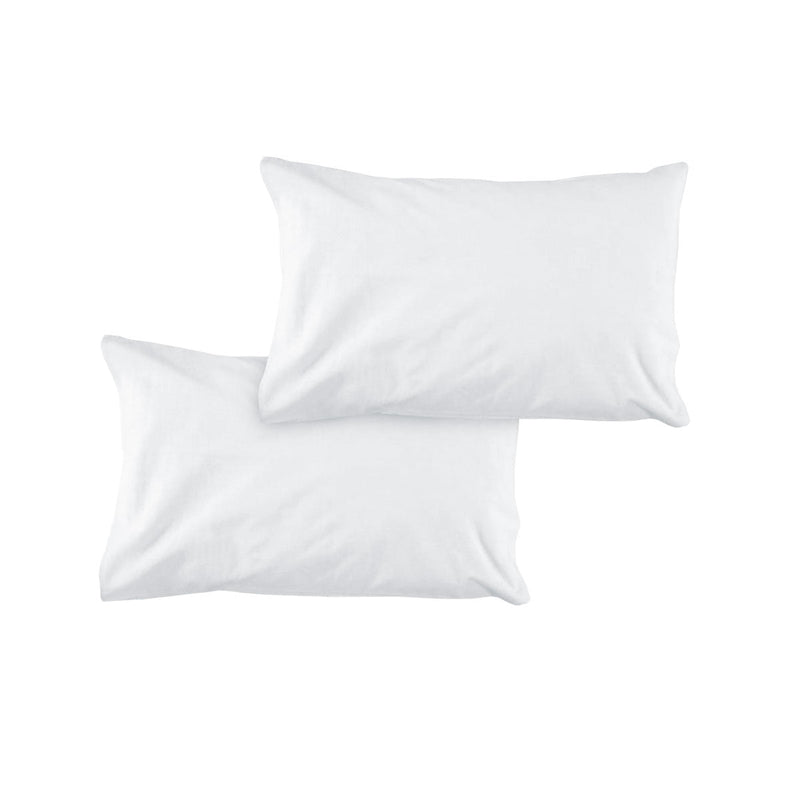 Pair of Solid Colour Microfiber Standard Pillowcases 48x73cmx15cm (Flap) White - NuSea