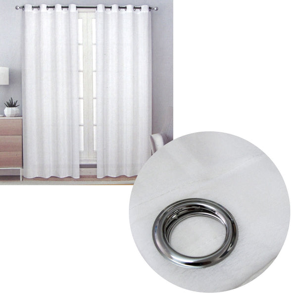 Pair of Solid Colour Sheer Eyelet Curtains 137 x 213 cm White - NuSea