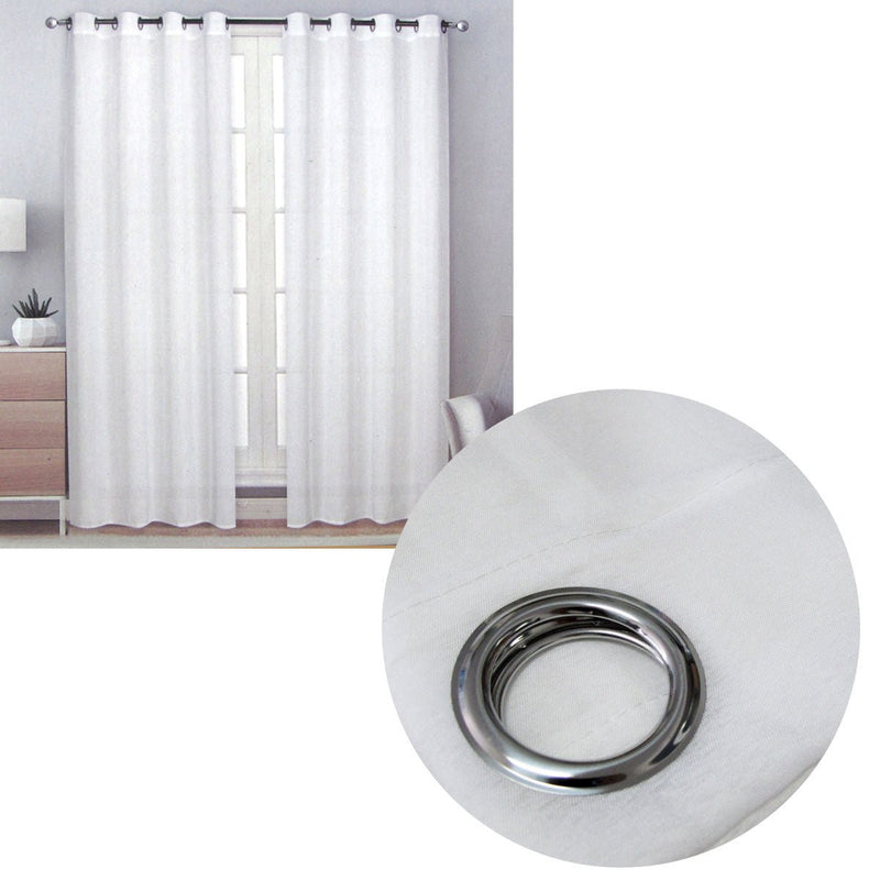 Pair of Solid Colour Sheer Eyelet Curtains 137 x 213 cm White - NuSea