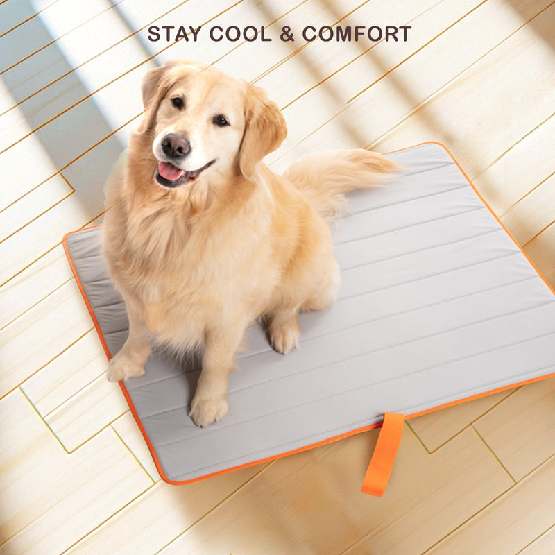Pet Dog Cooling Mat Non - Slip Travel Roll Up Cool Pad Bed Outdoor L PINK - NuSea
