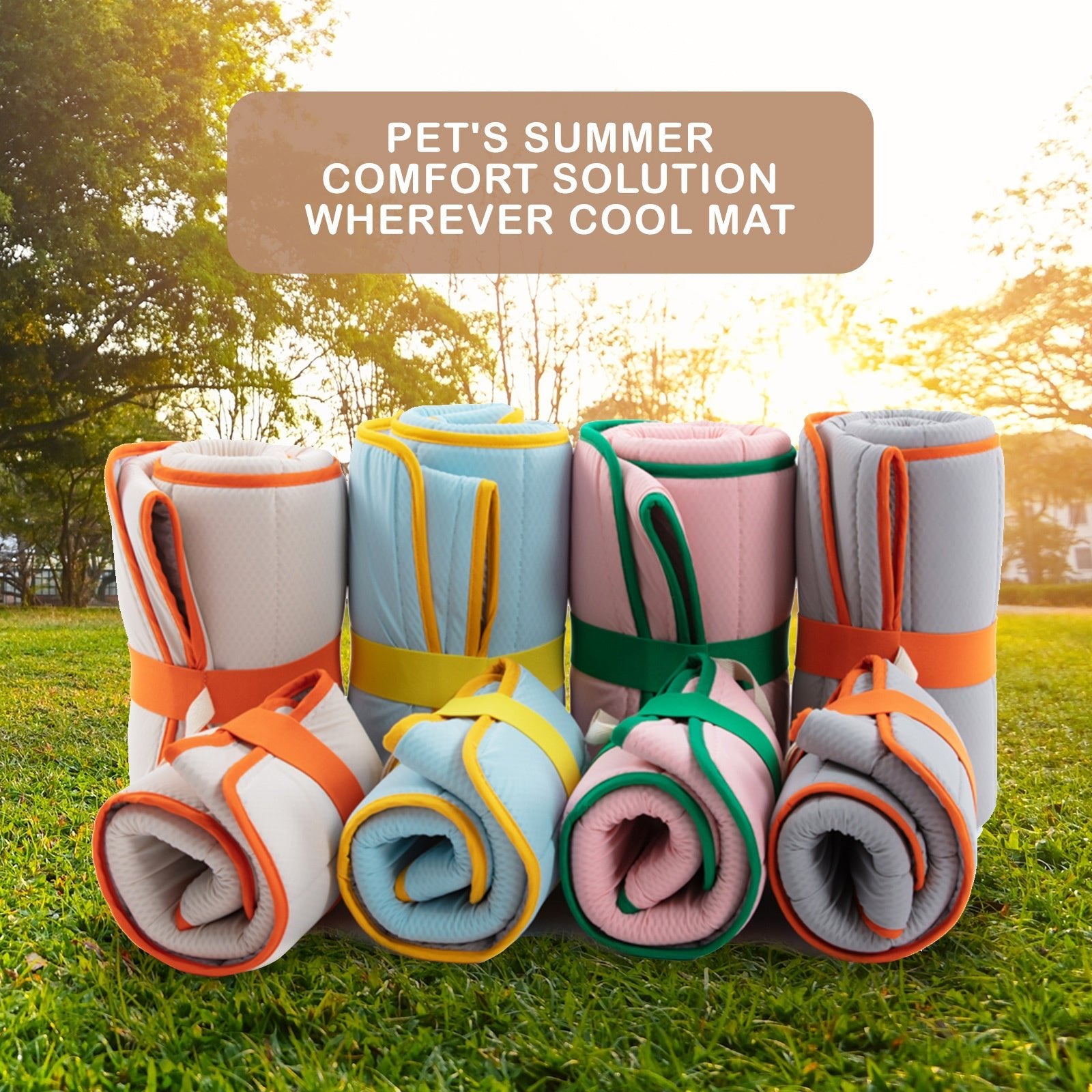 Pet Dog Cooling Mat Non - Slip Travel Roll Up Cool Pad Bed Outdoor M BLUE - NuSea