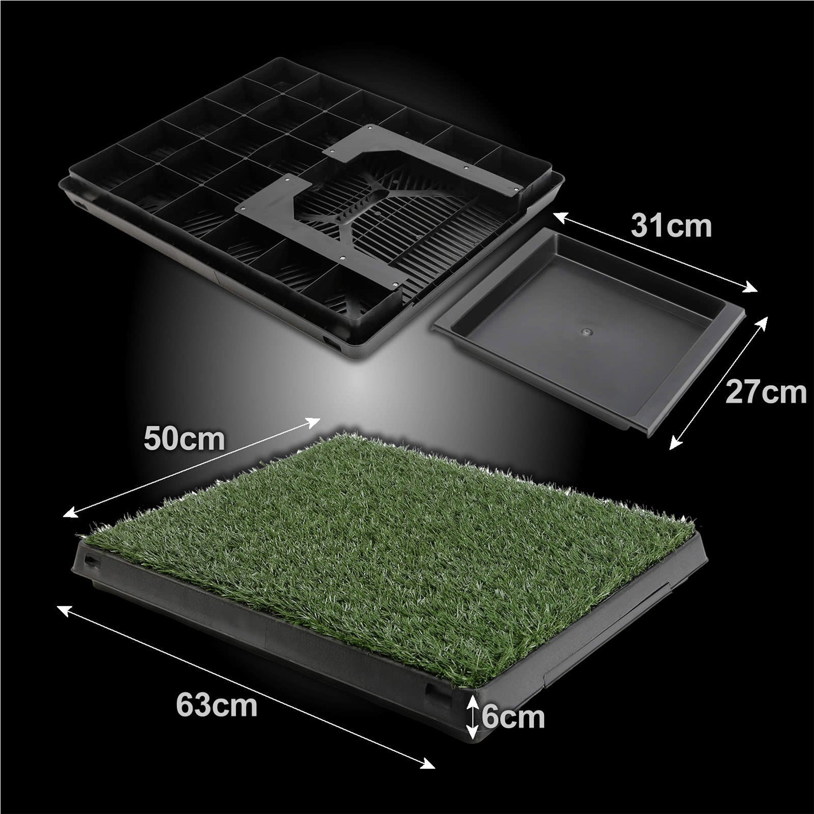 Pet Dog Potty Tray Training Toilet + 1 Grass Mat 63cm x 50cm - NuSea