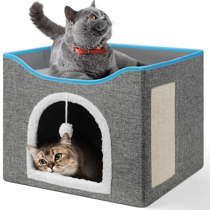 PETSWOL Cat House With Scratch Pad - Cozy Cat Hideout And Lounge For Multi - Cat Households - NuSea