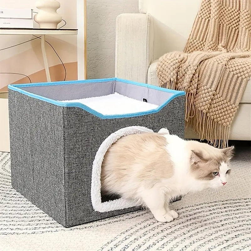 PETSWOL Cat House With Scratch Pad - Cozy Cat Hideout And Lounge For Multi - Cat Households - NuSea