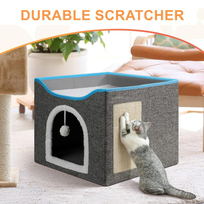 PETSWOL Cat House With Scratch Pad - Cozy Cat Hideout And Lounge For Multi - Cat Households - NuSea