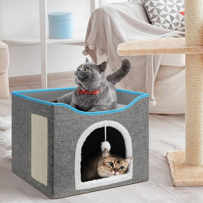 PETSWOL Cat House With Scratch Pad - Cozy Cat Hideout And Lounge For Multi - Cat Households - NuSea