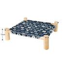 PETSWOL Elevated Cat Hammock Bed - Breathable Linen Fabric, Natural Wooden Frame - NuSea