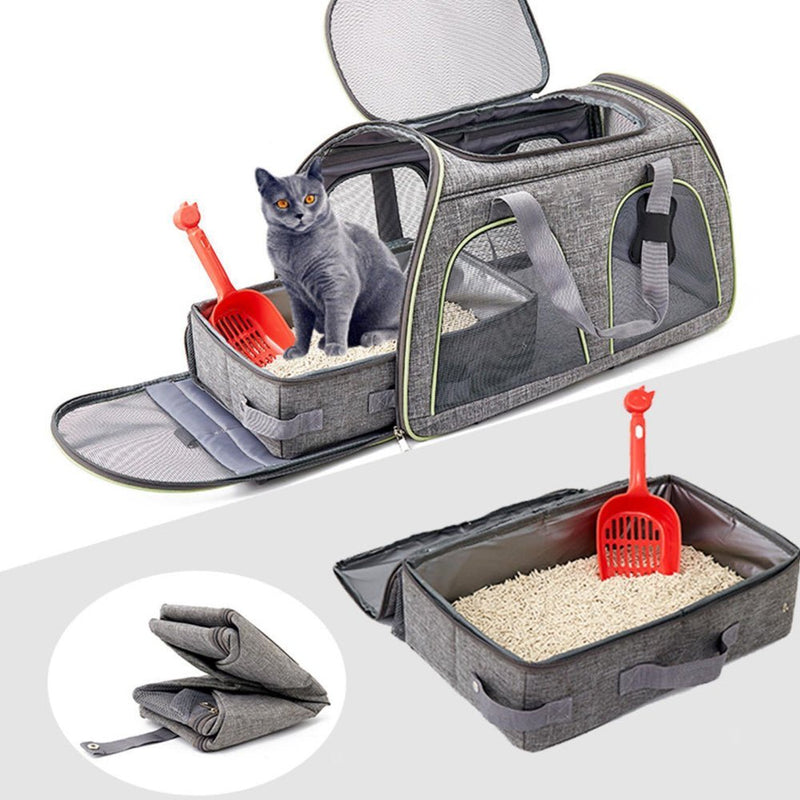 PETSWOL Foldable Cat Litter Box with Shovel - Portable and Convenient - NuSea