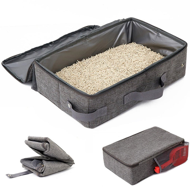 PETSWOL Foldable Cat Litter Box with Shovel - Portable and Convenient - NuSea