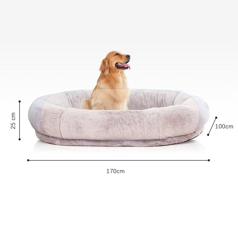 PETSWOL Washable Human Dog Bed - Fits You and Your Pets - 170x100x25cm - Khaki - NuSea