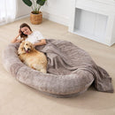 PETSWOL Washable Human Dog Bed - Fits You and Your Pets - 170x100x25cm - Khaki - NuSea