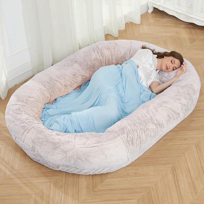 PETSWOL Washable Human Dog Bed - Fits You and Your Pets - 170x100x25cm - Khaki - NuSea