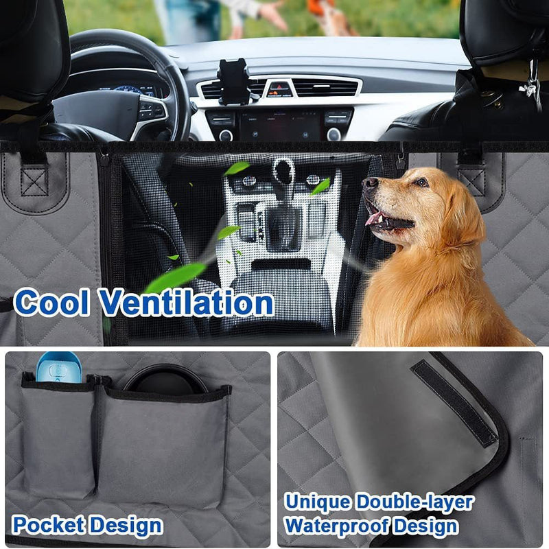 PETSWOL Waterproof Rear Seat Dog Cushion with Mesh Window for Car - NuSea