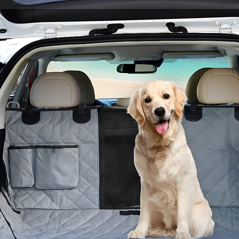 PETSWOL Waterproof Rear Seat Dog Cushion with Mesh Window for Car - NuSea