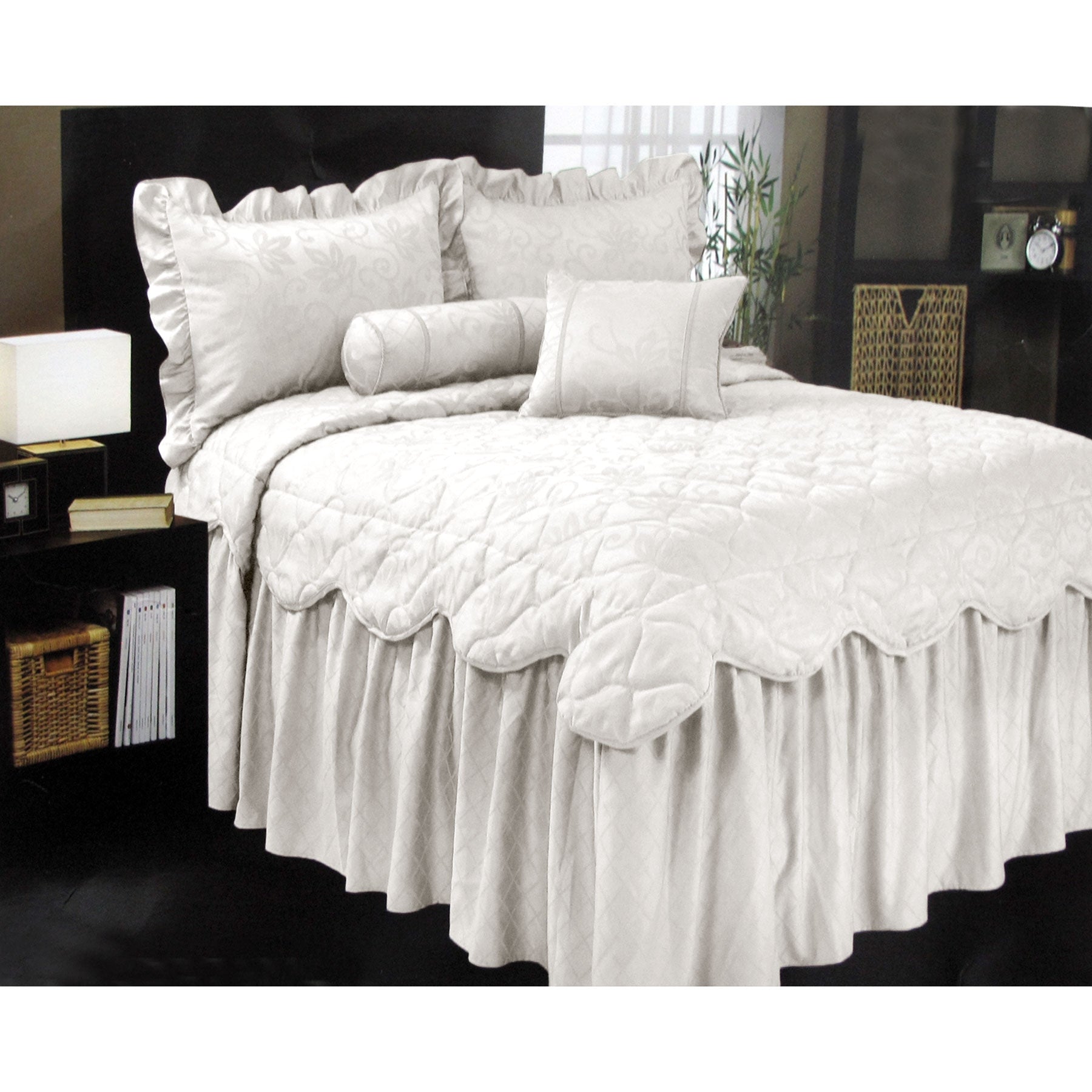 Phase 2 Magnifico Antique White Jacquard Bedspread Set Queen - NuSea
