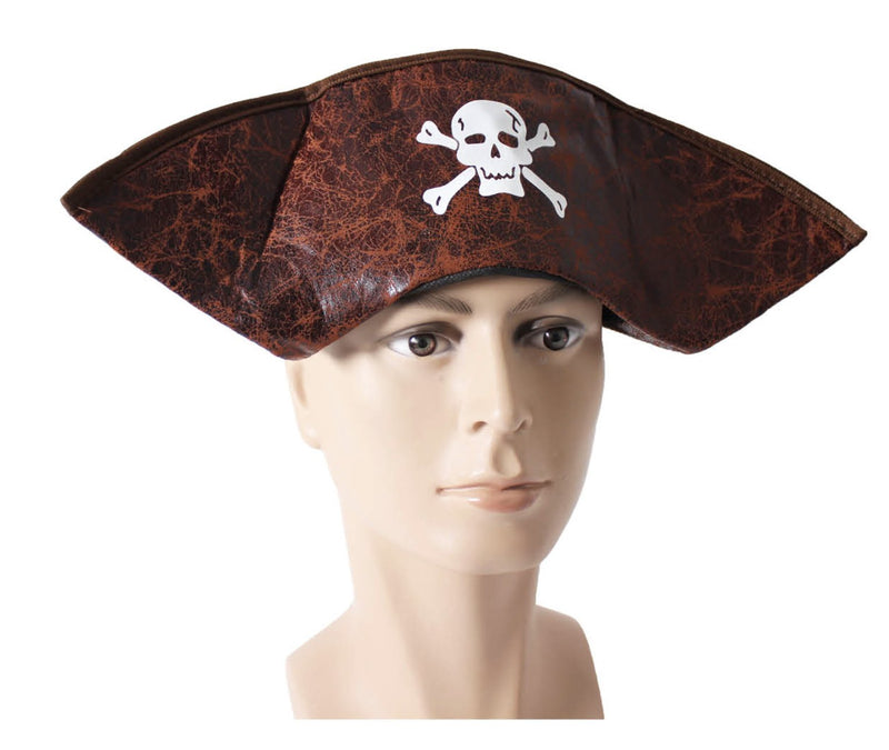 PIRATE HAT Costume Accessory Tricorn Captain Cap Halloween Fancy Dress Carribean - NuSea