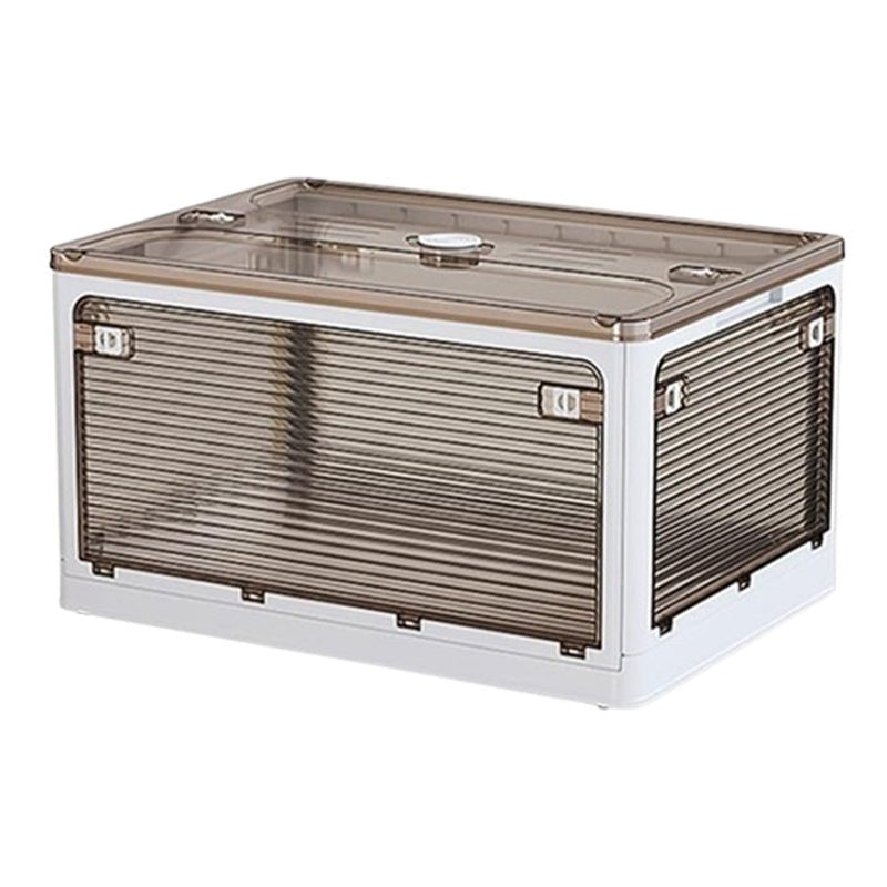 Plastic 4 Doors Stackable Collapsible Storage Bins with Lid & Wheels - NuSea