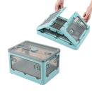 Plastic 4 Doors Stackable Collapsible Storage Bins with Lid & Wheels - NuSea