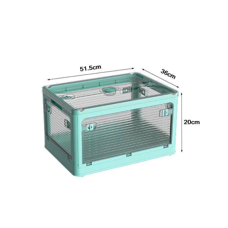 Plastic 4 Doors Stackable Collapsible Storage Bins with Lid & Wheels - NuSea