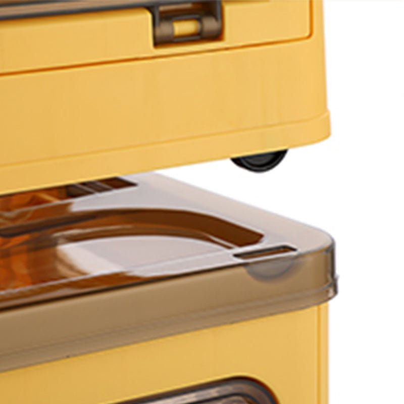 Plastic 4 Doors Stackable Collapsible Storage Bins with Lid & Wheels - NuSea