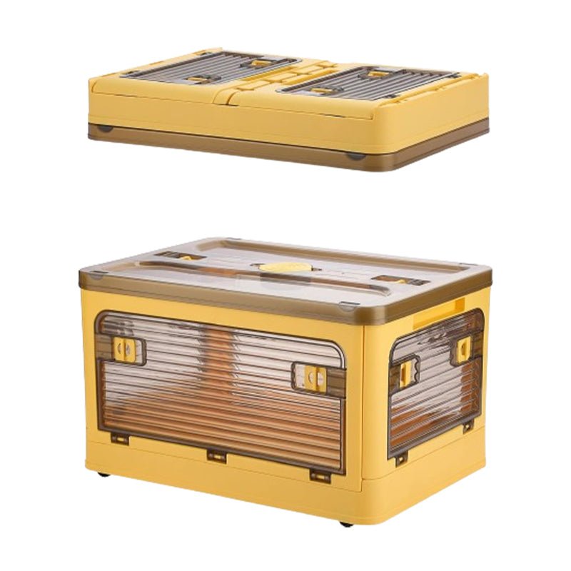 Plastic 4 Doors Stackable Collapsible Storage Bins with Lid & Wheels - NuSea