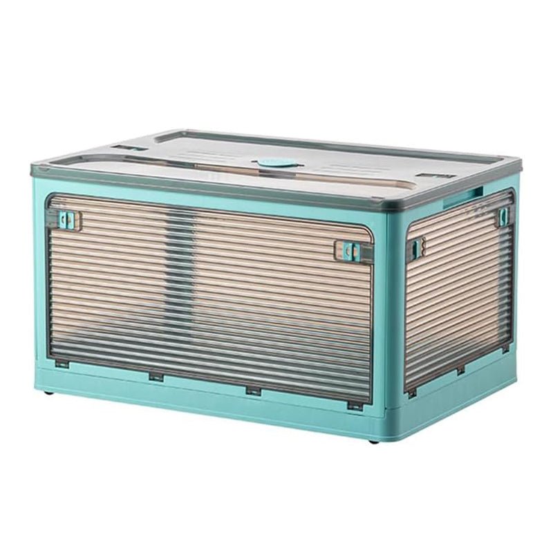 Plastic 4 Doors Stackable Collapsible Storage Bins with Lid & Wheels - NuSea