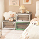 Plastic 4 Doors Stackable Collapsible Storage Bins with Lid & Wheels - NuSea